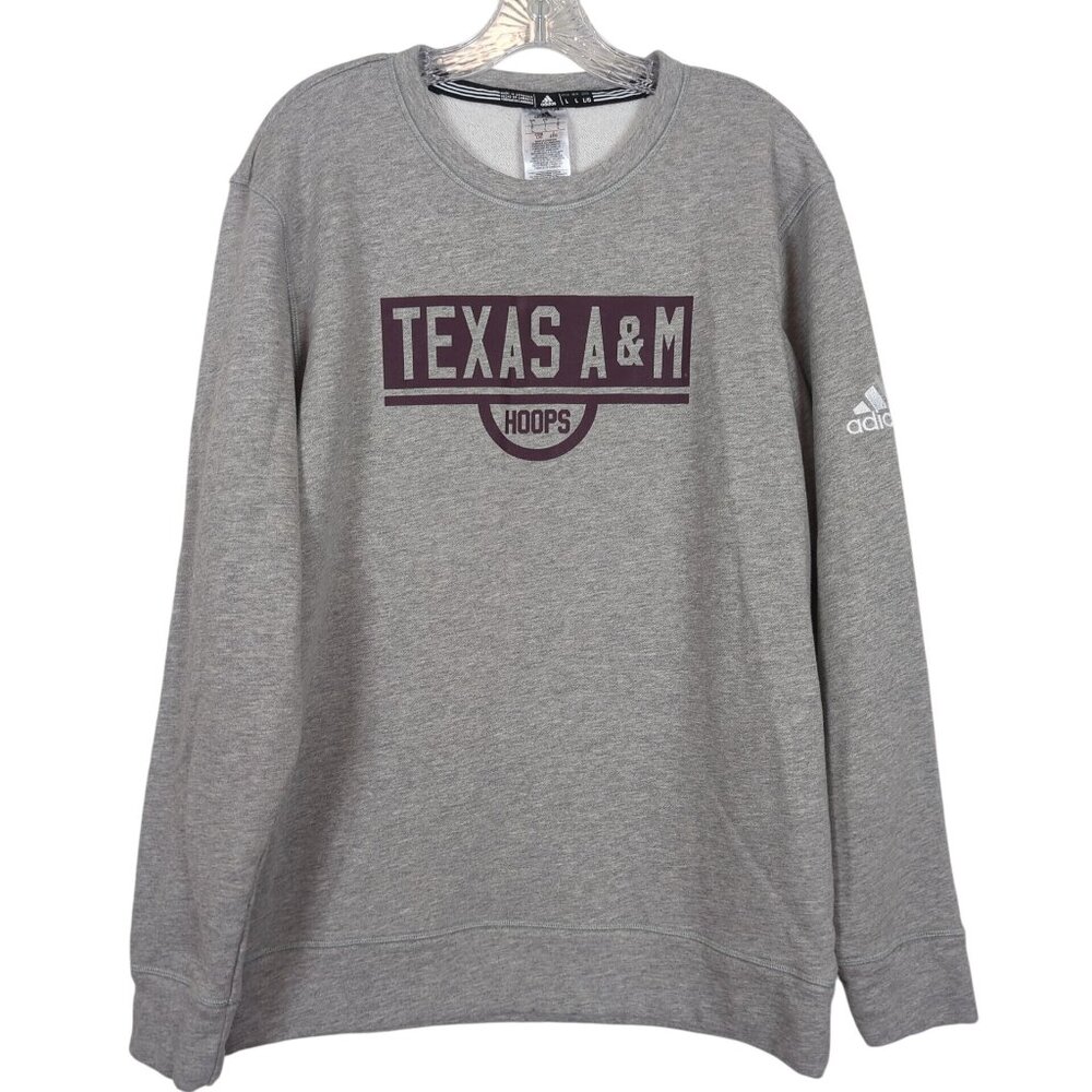 Adidas Texas A&M Hoops gray burgundy Sweatshirt size L Long sleeves